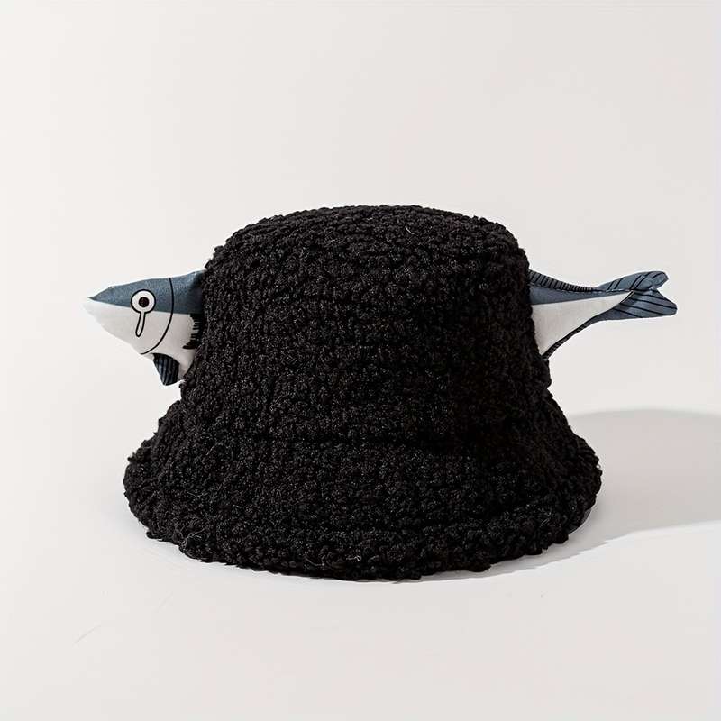 1pc Unisex Fisherman Bucket Hat 100% Polyester Plush Street Style Warm Breathable Outdoor Tr