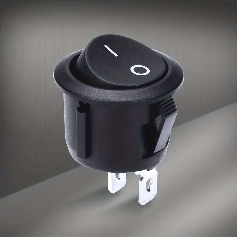 5pcs Black Round 2-Pin Rocker Switches SPST with Rewirable Cords Without Battery