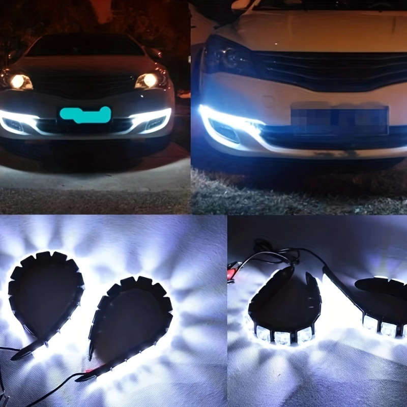 2pcs Universal Car Led DRL Daytime Running Light Flexible 6SMD White Driving Bulb Car Styling DC 12V