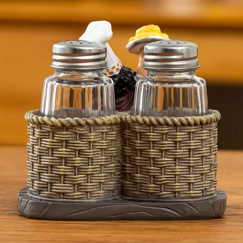 1pc Chef-Themed Glass Salt Pepper Shakers Perfect for Home Kitchen Restaurants Cafes Picni