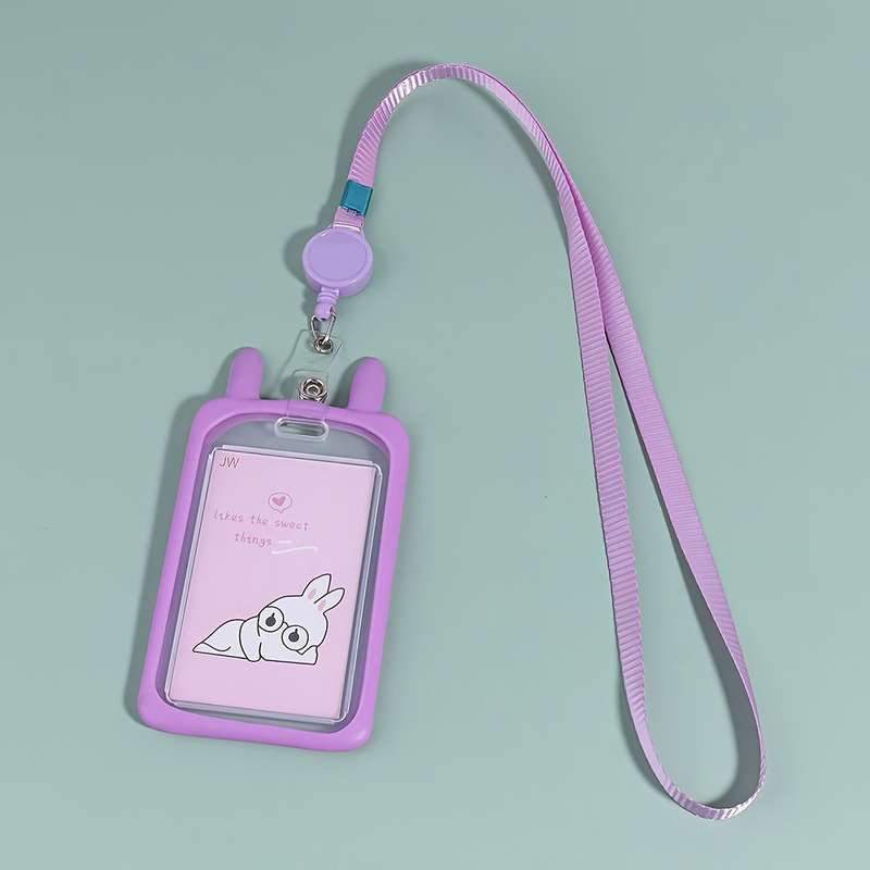 1pc 1pc Rabbit Ear-shaped Card Holder Versatile And Fashionable Can Be Used For Student ID Adul