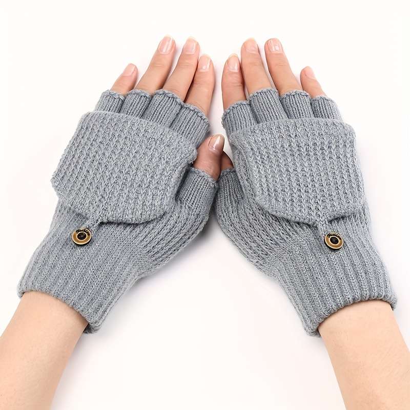 1 Pair Light Grey Warm Gloves