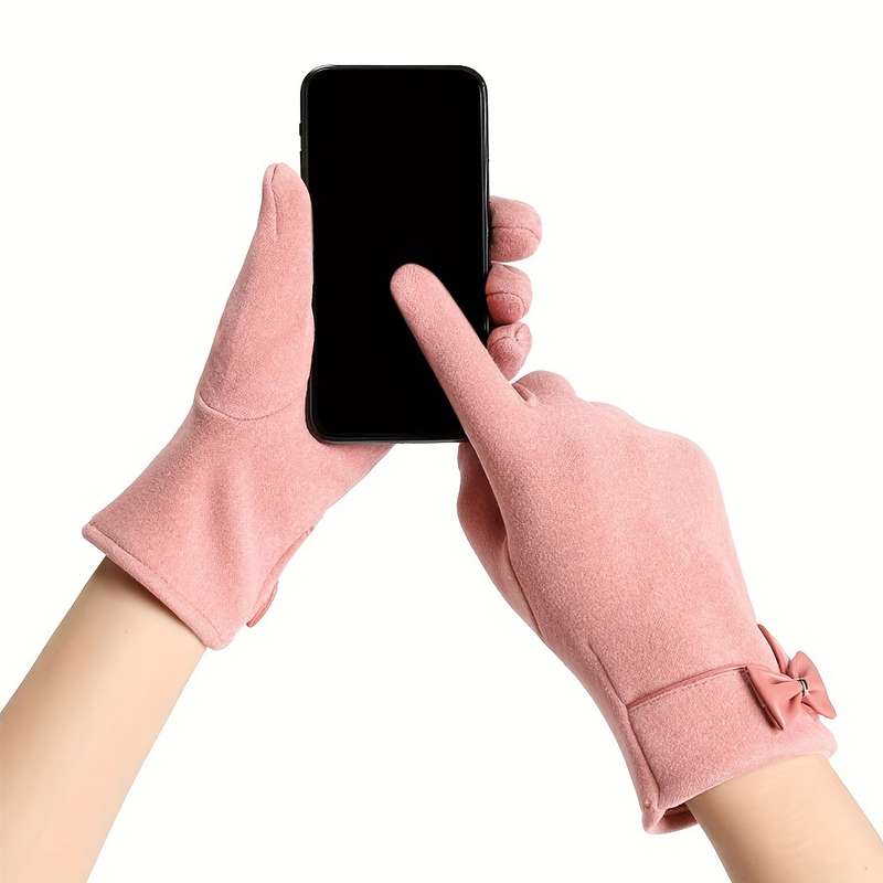 1 Pair Khaki Fleece Winter Warm Gloves