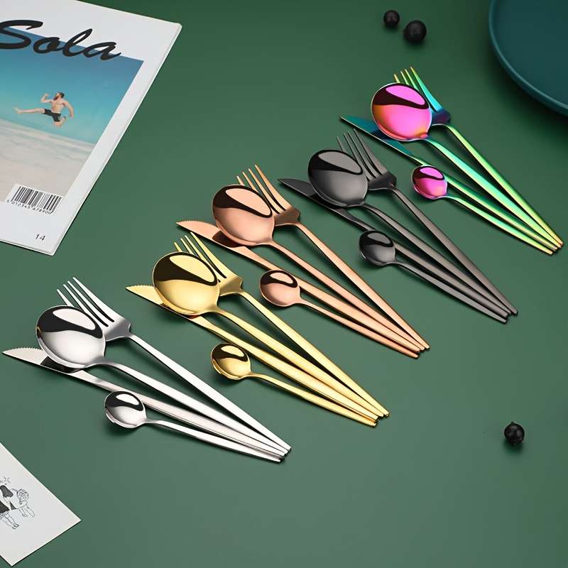 Set Of 16 Stainless Steel Portuguese Tableware Including 4 Sets Of Steak Knives Forks And Sp