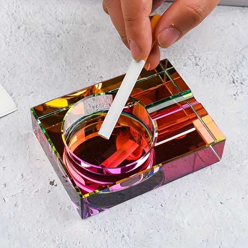 1pc Crystal Ashtray Personality Fashion Colorful Creative Advertising Promotional Glass Ashtray
