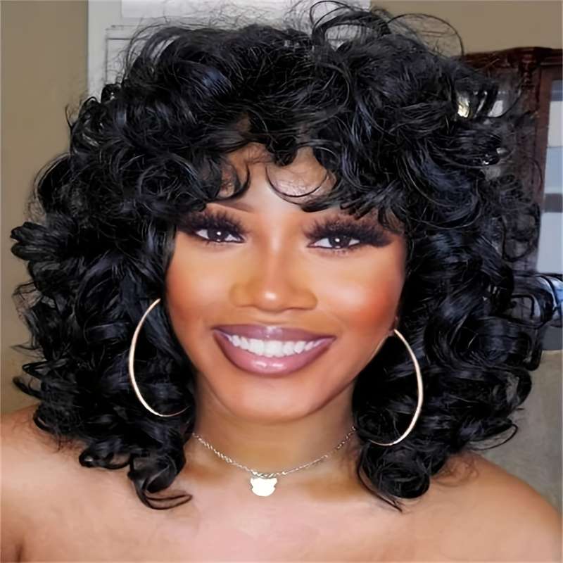 1Pc Black 25.4cm Fashion Design Wig