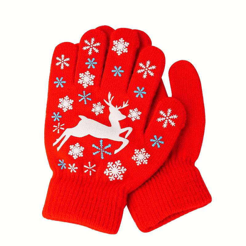 1 Pair Red Warm Gloves