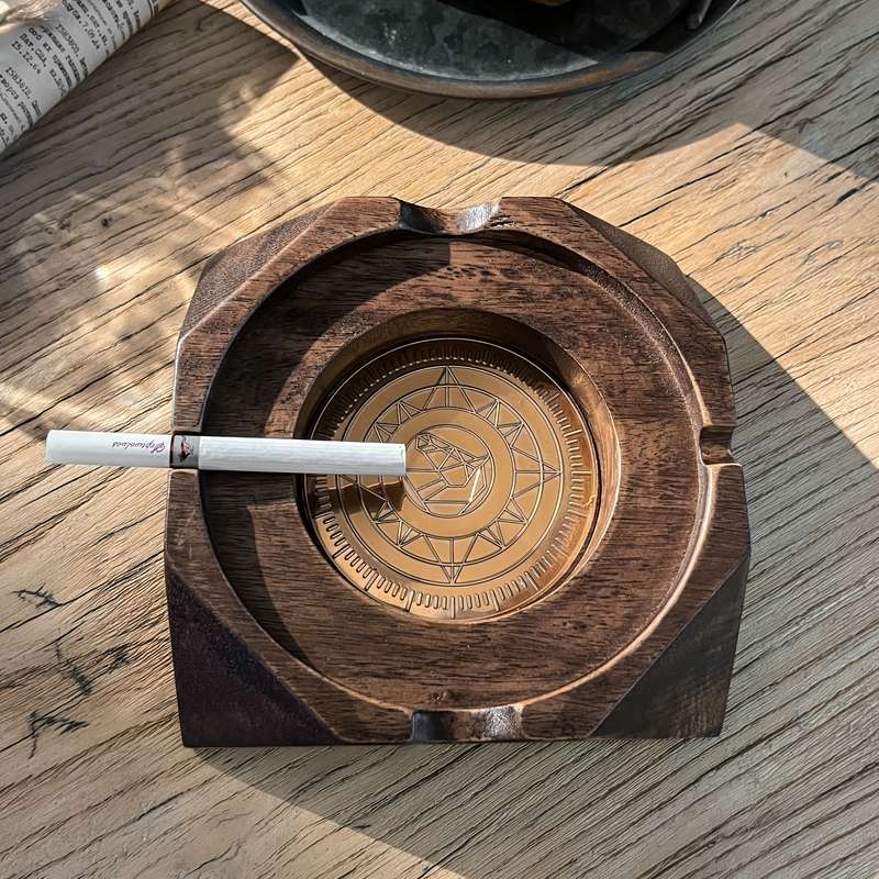 1pc Wooden Cigar Ashtray Vintage Square Ashtray Room Decor Home Decor