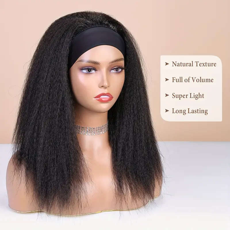 18 Inch High Temperature Fiber Women Curly Straight Headband Wig