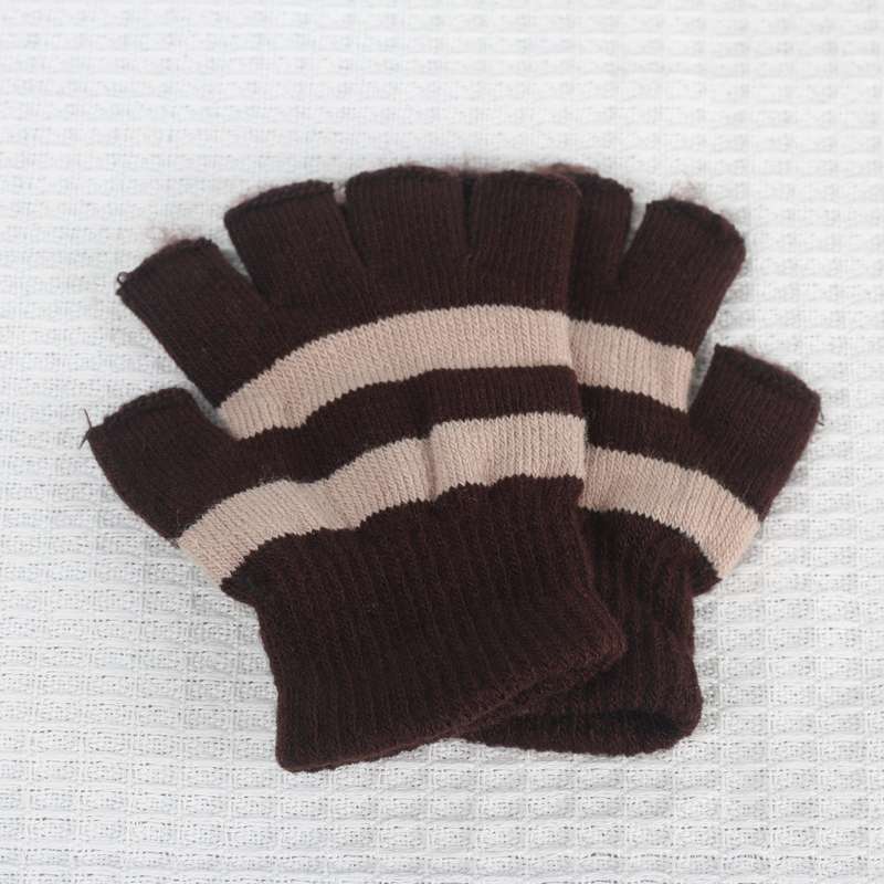 1 Pair Black Plus Maroon Plus Velvet Warm Gloves