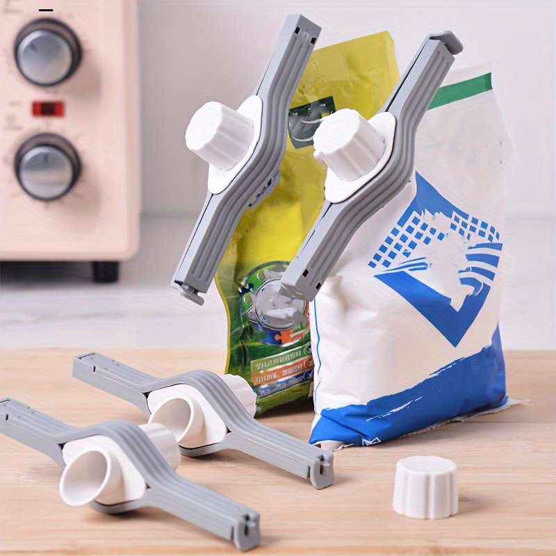 3-Pack KitchenMate Plastic Seal Clips with Pour Spout Non-Food Contact Bag Sealer for Moistur