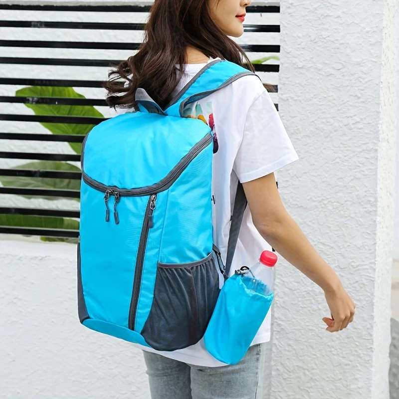 1pc Ultra-Light Foldable Outdoor Backpack Waterproof Nylon Travel Hiking Gear with Multiple Compartm