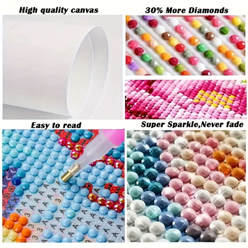 1pc Large Size 30x40cm 11.8x15.7Inch Canvas Round Diamond Shape Full Rhinestone Painting 5D Diamond