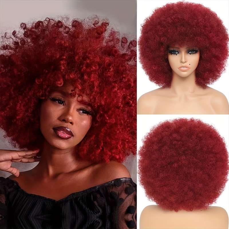 1Pc Burgundy 25.4cm Fashion Design Wig