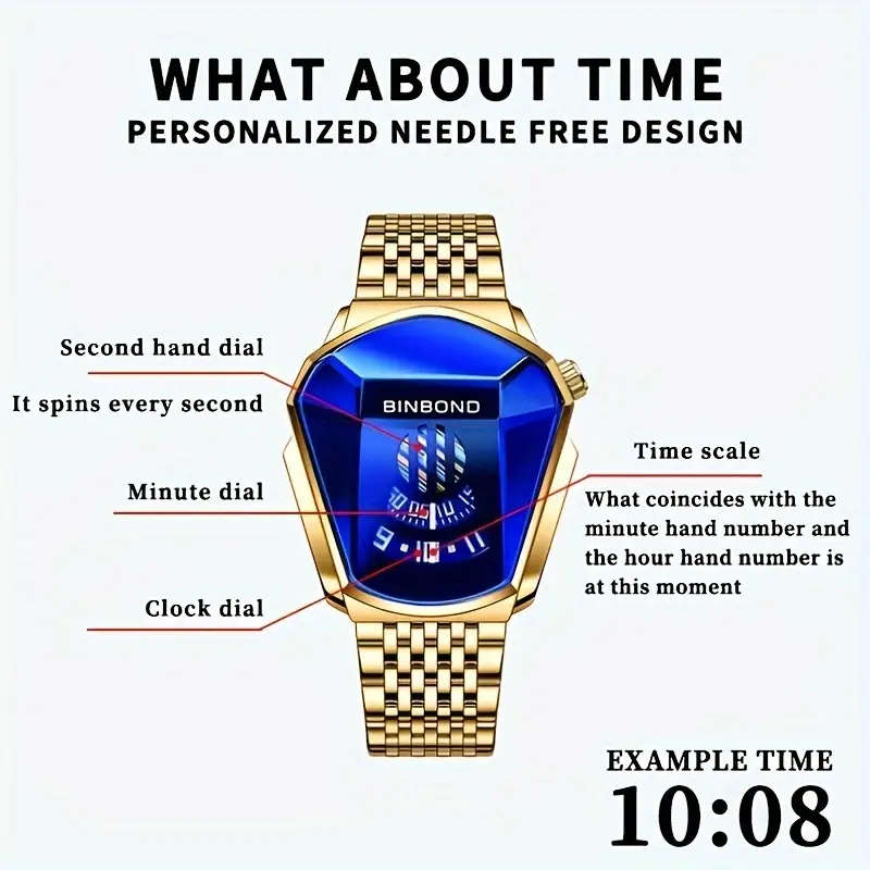 Simple Gold Snake Head Quartz Watch Gold Blue