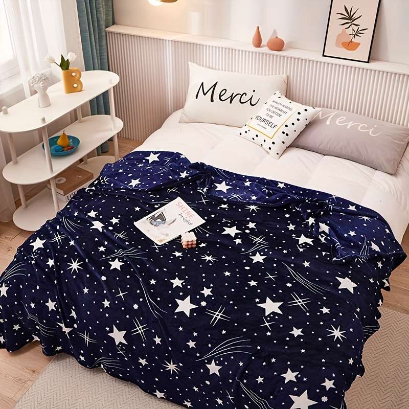1ps Blanket Size 200X230Cm Style Star Blue