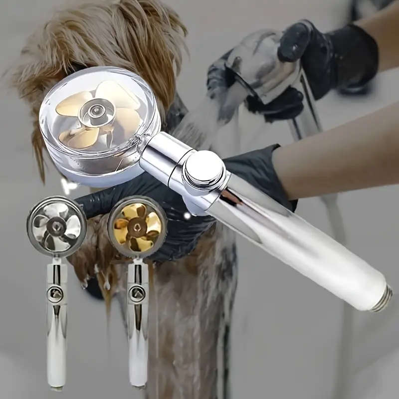 Shower Head Water Saving High Pressure Turbo Propeller Flow Showerhead With Fan Built-in Filter Rain