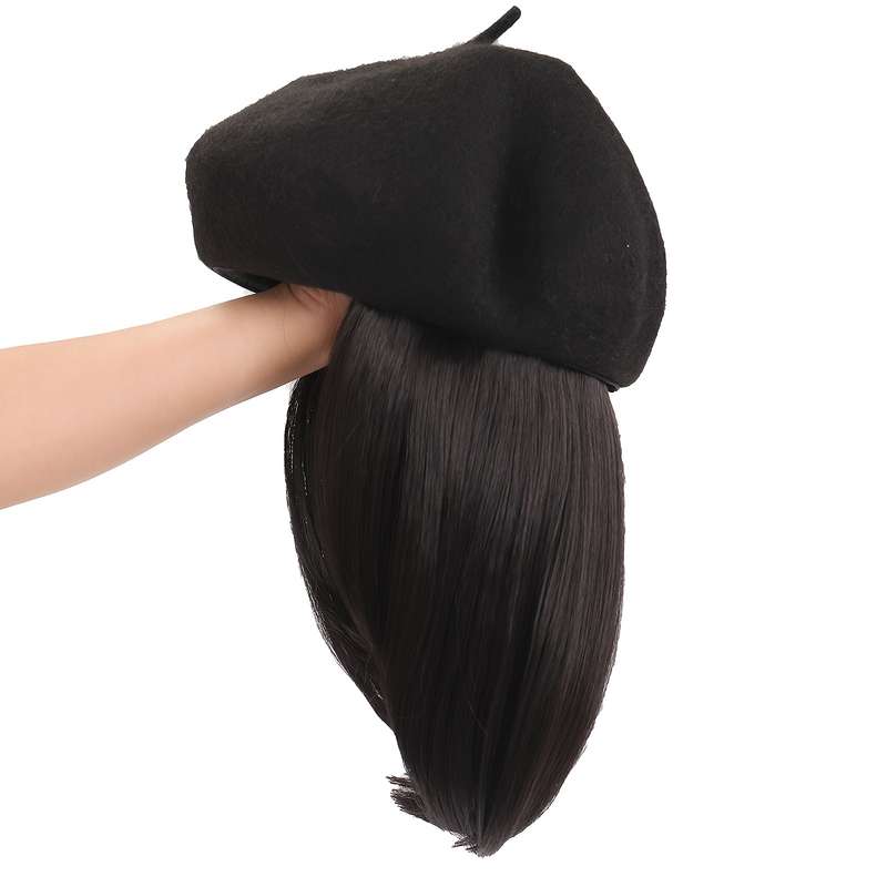 1Pc Black 45.72cm Fashion Design Wig