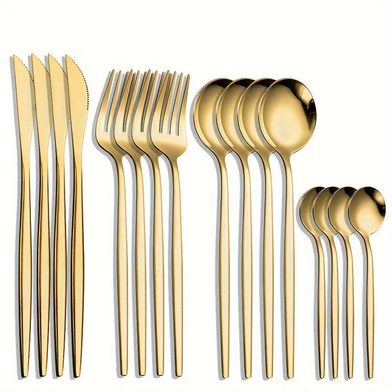 Set Of 16 Stainless Steel Portuguese Tableware Including 4 Sets Of Steak Knives Forks And Sp