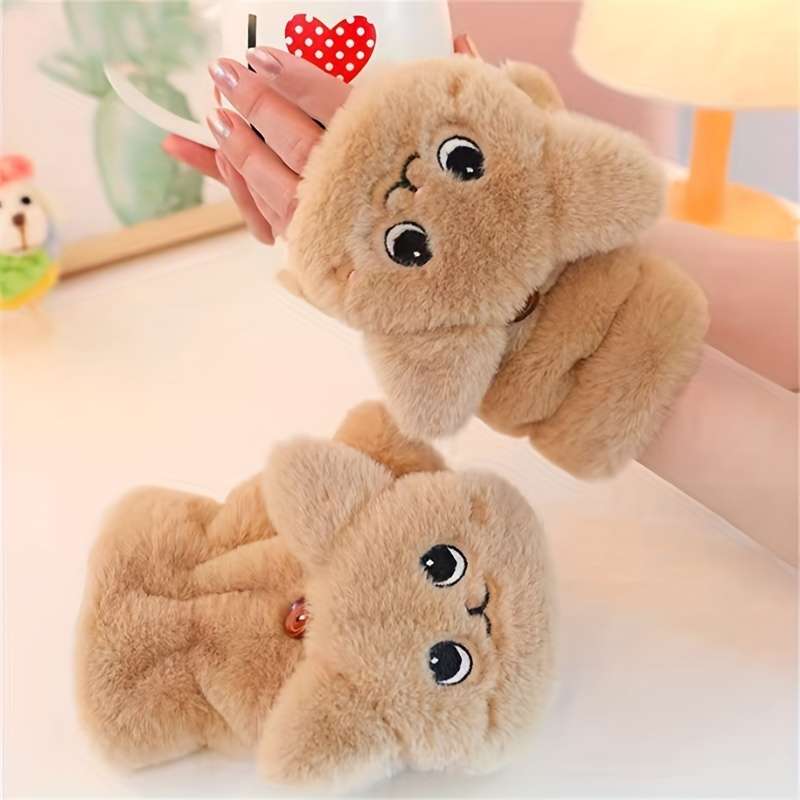 1 Pair Khaki Warm Gloves