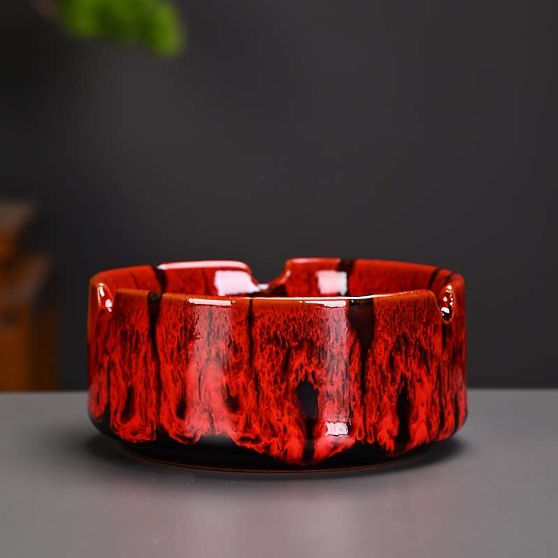 1pc Elegant Ceramic Ashtray with Marbled Design C Stylish Round Ash Holder for Cigarettes Perf