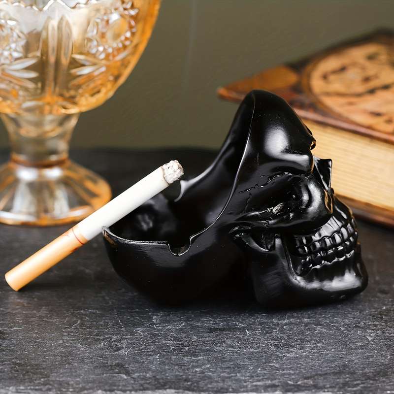 1pc Spooky Skull Ashtray Resin Halloween Decor for Indoor Outdoor Use Perfect for Home Office