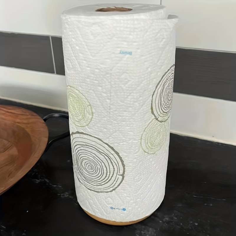 1pc Rustic Bamboo Paper Towel Holder Freestanding Wooden Dispenser for Kitchen Bathroom Fa