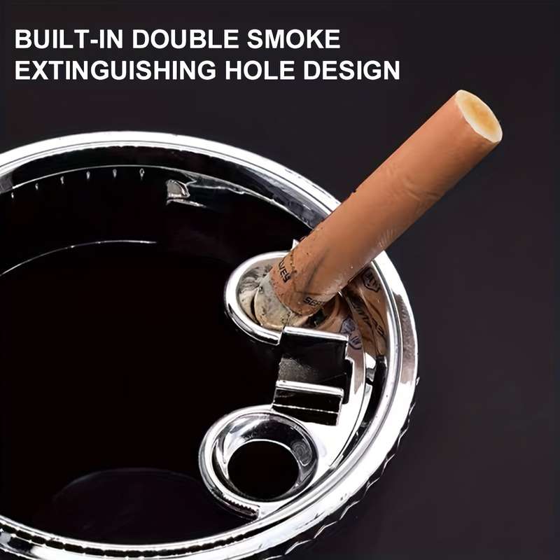 1pc Small Car Caravan Auto Ashtray With LED Light Mini Car Trash Can Portable Lid For Car Cup