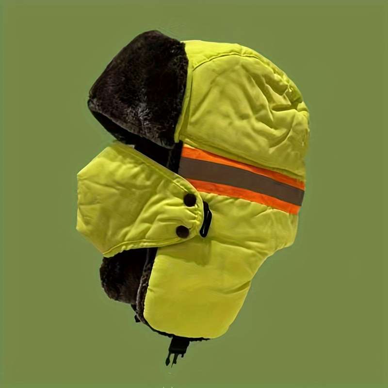1pc Unisex Winter Cycling Cap with Built-In Face Mask Thickened Windproof Reflective Strips Ful