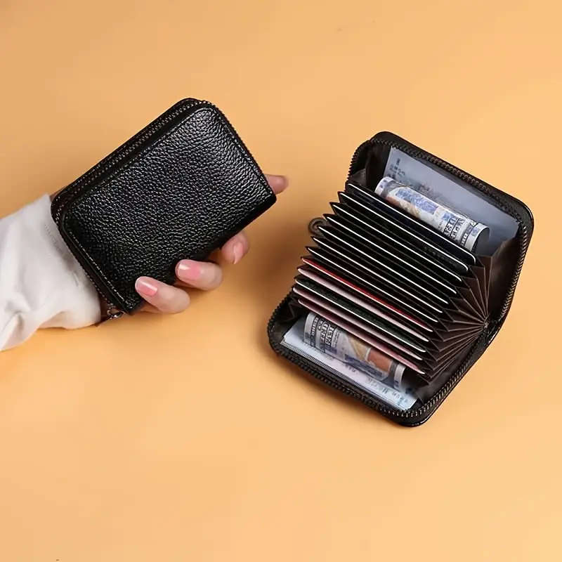 1pc Men's PU Leather Casual Card Holder Zipper Coin Purse