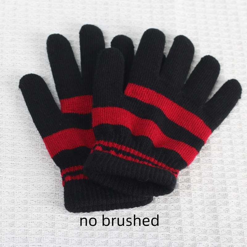 1 Pair Jujube Red Plus Black Style Ordinary No Velvet Warm Gloves