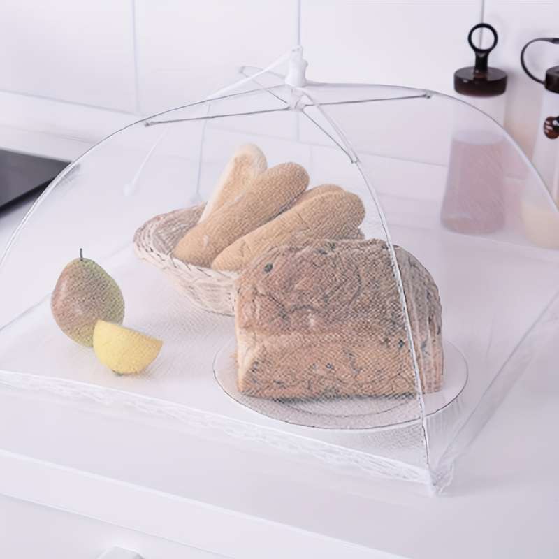 1pc of white rice cover foldable dining table food fly proof rice cover household dust cover