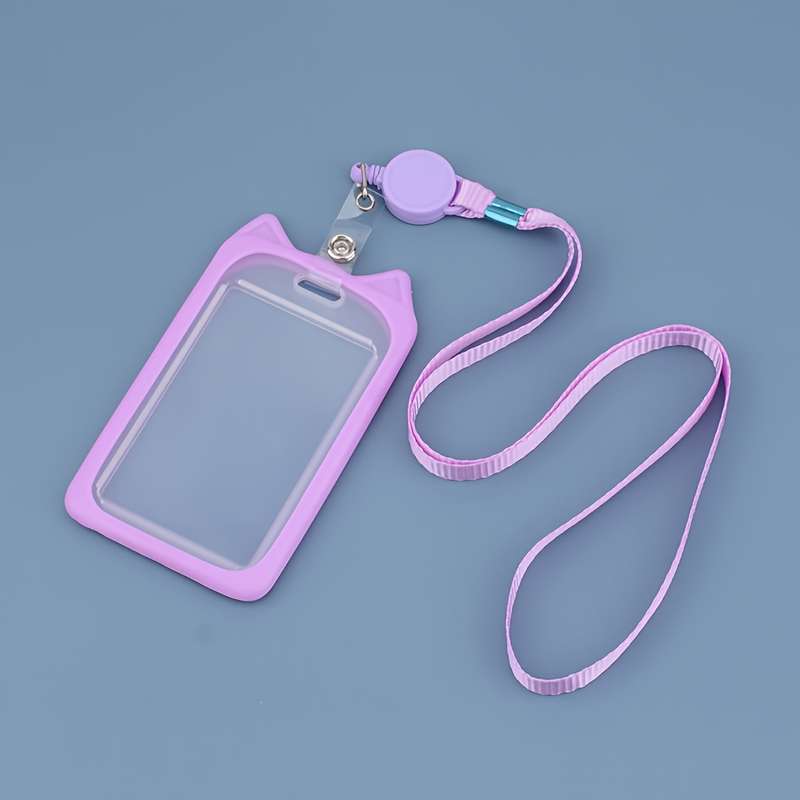 1pc 1 Cat Ear Card Holder Fashion Multi-purpose Student ID Adult Employee Bus Card Work Certificat