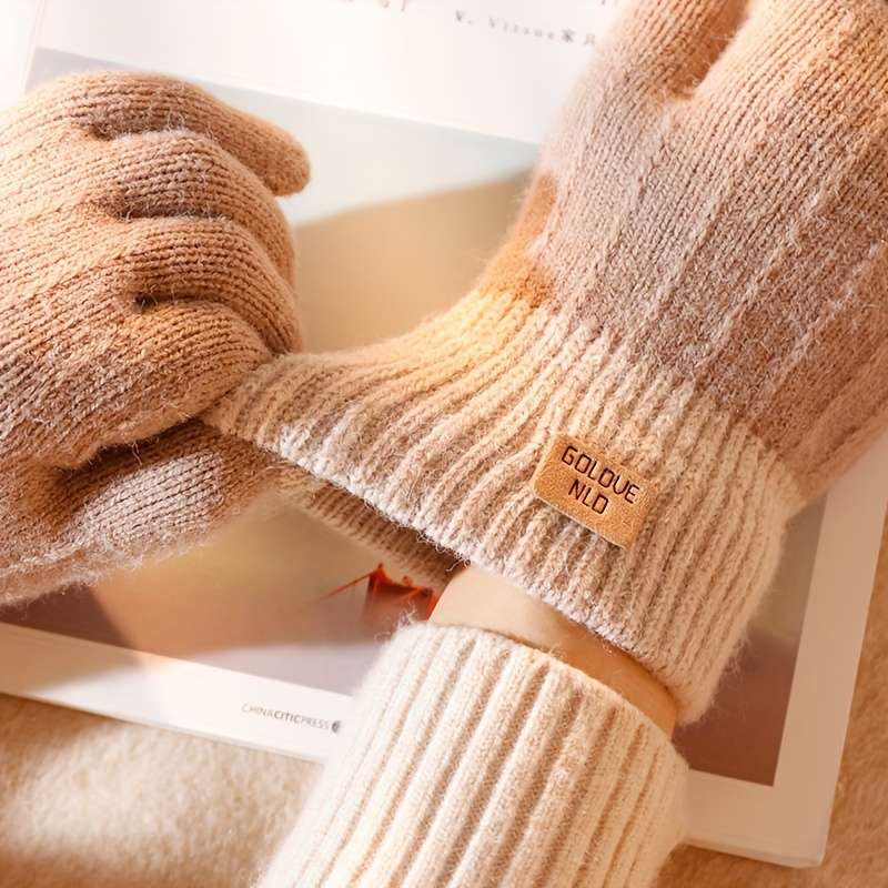 1 Pair Light Gray Warm Gloves