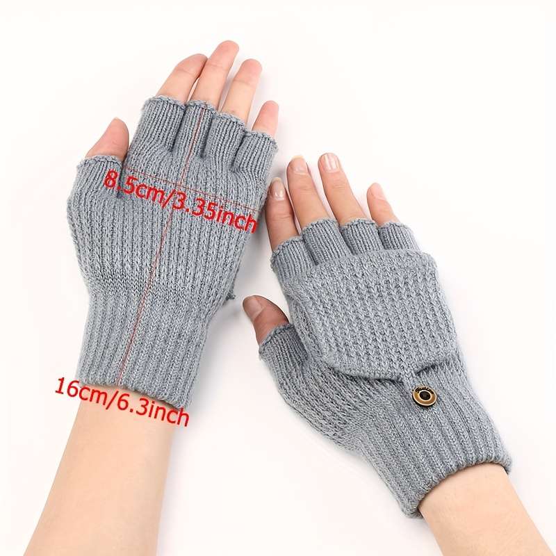 1 Pair Light Grey Warm Gloves