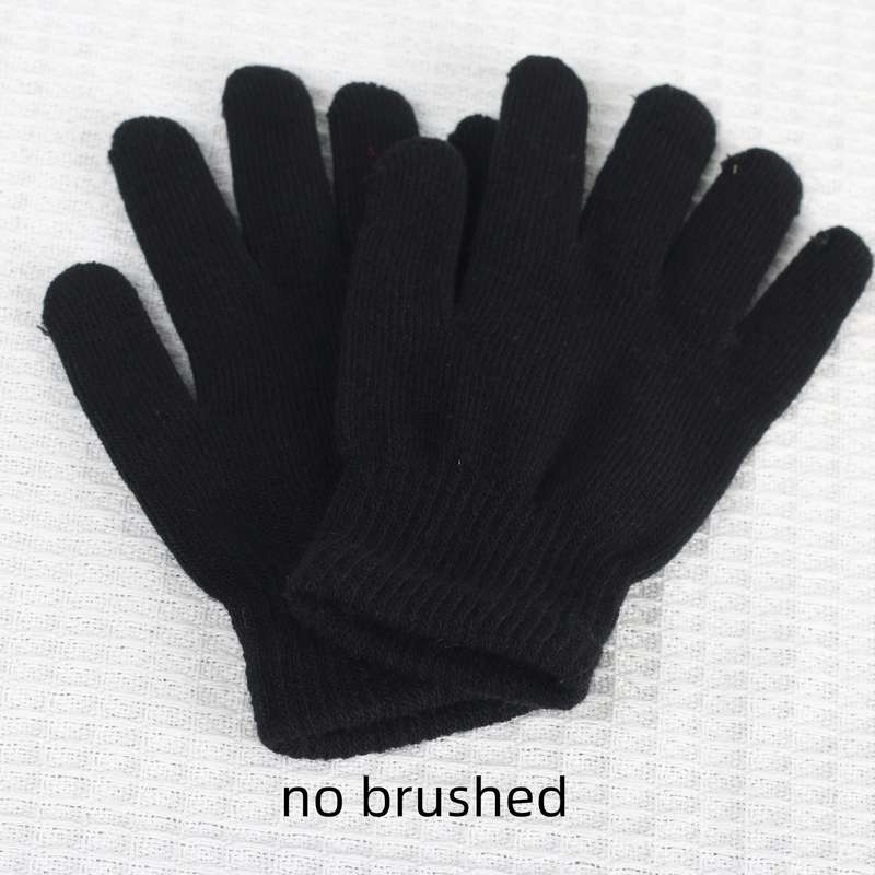 1 Pair Pure Black Style Ordinary No Velvet Warm Gloves