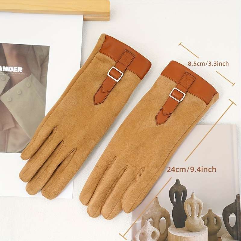 1 Pair Khaki Warm Gloves