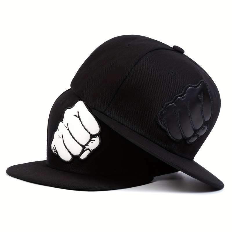 1pc Fist Patched Baseball Cap Outdoor Sun Hat Flat Brim Cap Adjustable Casual Hat For Travel