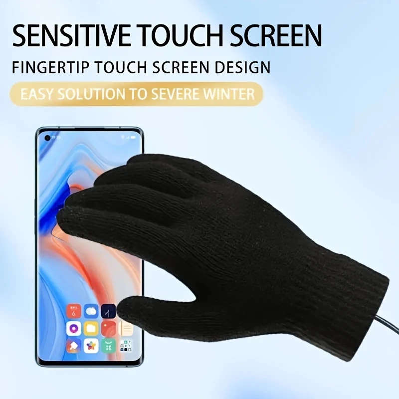 1Pair Of Usb Electric Heating Warm Gloves Heated Gloves With 3D Material For Anti Wear And Wear Resi