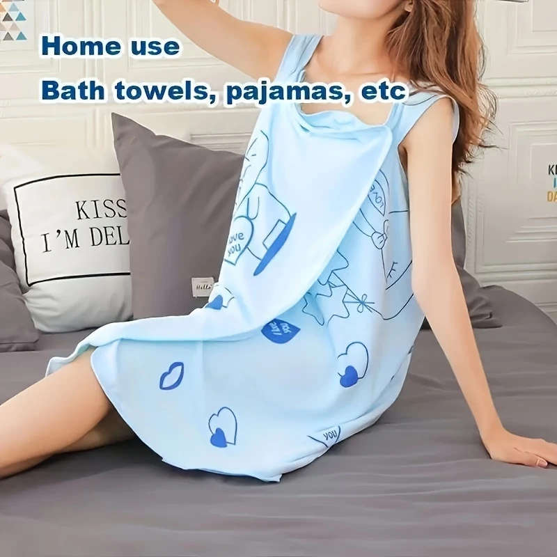 1pc Cute Rabbit Bath Wrap Towel Absorbent Quick-drying Wearable Bath Towel For Women Super Soft Bat