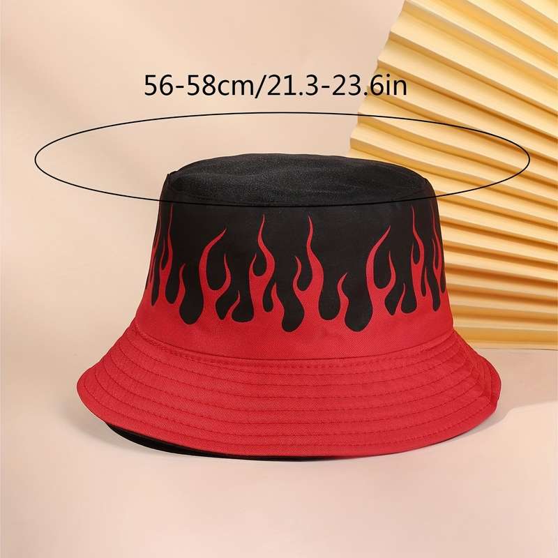 1pc Flame Pattern Fisherman Hat For Outdoor Beach Travel Unisex Ideal Choice For Gifts