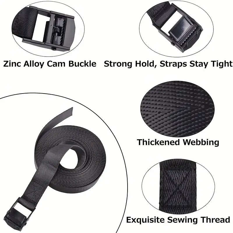 4-Piece Heavy Duty Ratchet Buckle Tie-Down Straps