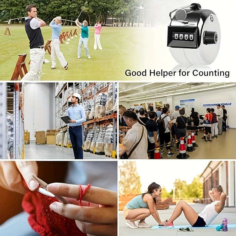 1pc Iron Handheld 4-Digit Clicker Counter Non-Rechargeable Metal Tally for Counting Knitting Coachin