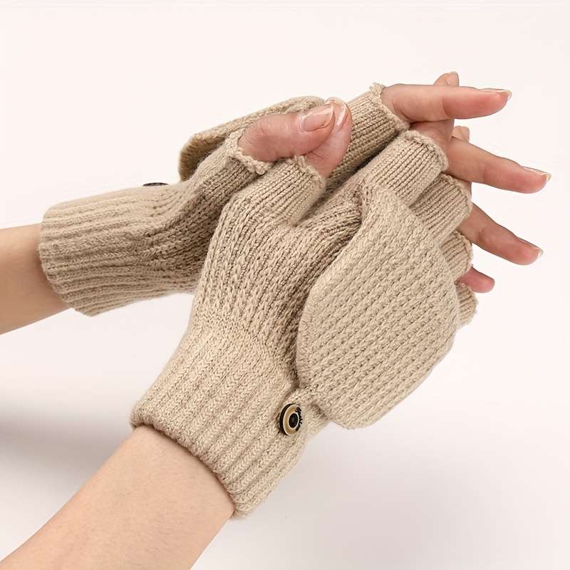 1 Pair Light Grey Warm Gloves