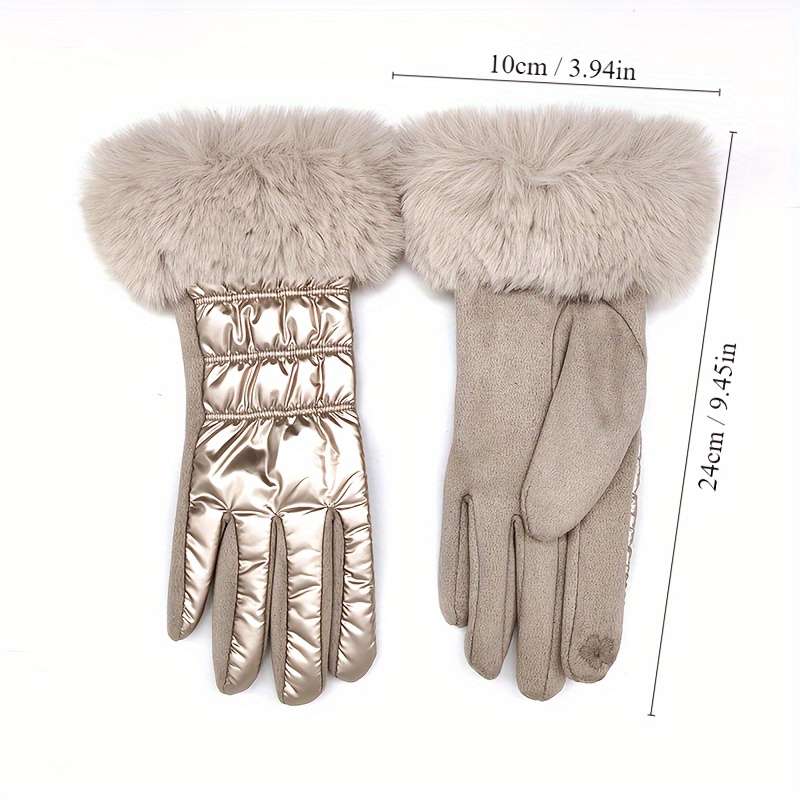 1 Pair Khaki Warm Gloves