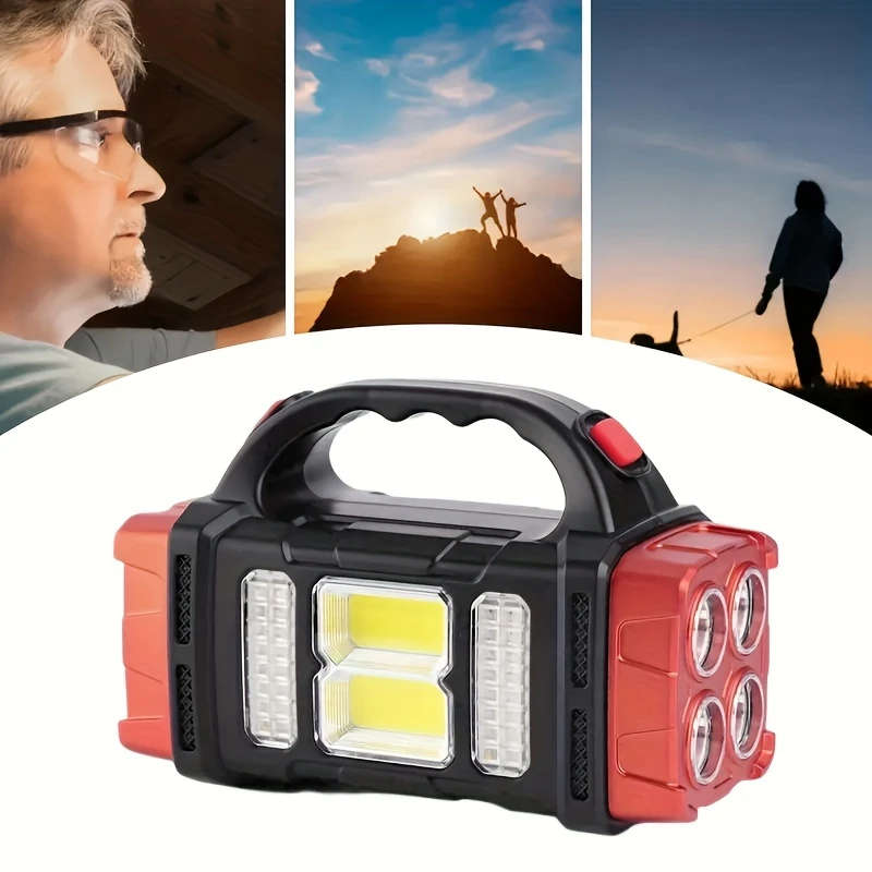 1pc Multifunctional LED Solar Camping Lantern Bright Portable Rechargeable Flashlight For Outdoor Hi