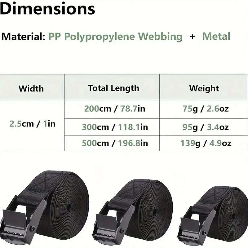 4-Piece Heavy Duty Ratchet Buckle Tie-Down Straps