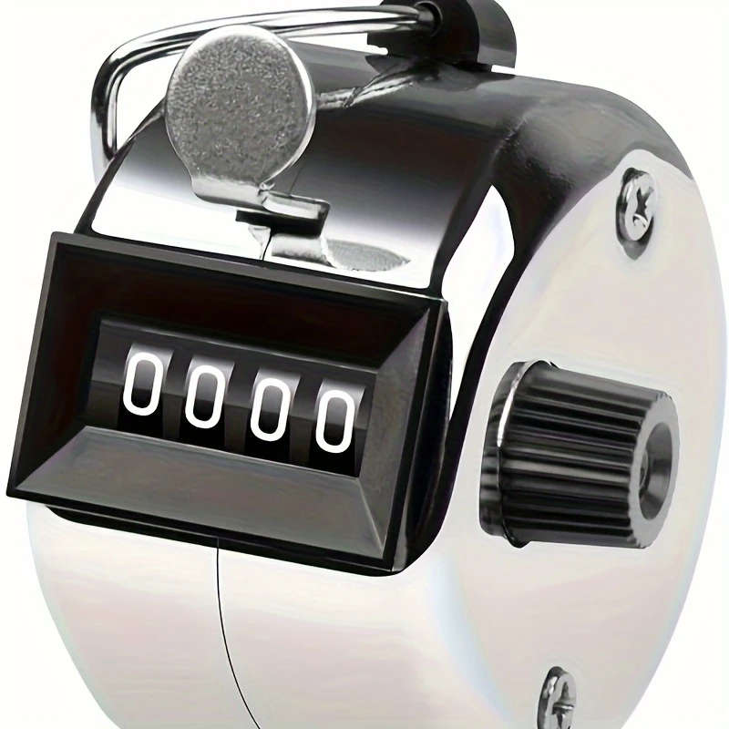 1pc Iron Handheld 4-Digit Clicker Counter Non-Rechargeable Metal Tally for Counting Knitting Coachin