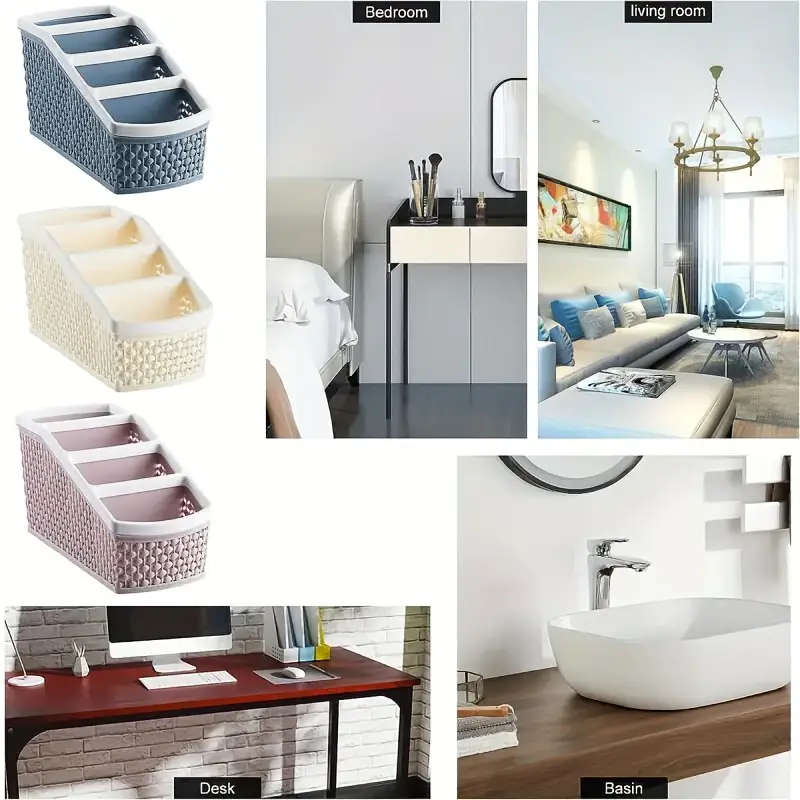 1pc Multi-Compartment Desk Organizer Durable Plastic Storage Rack with Layered Slope Design for Effi