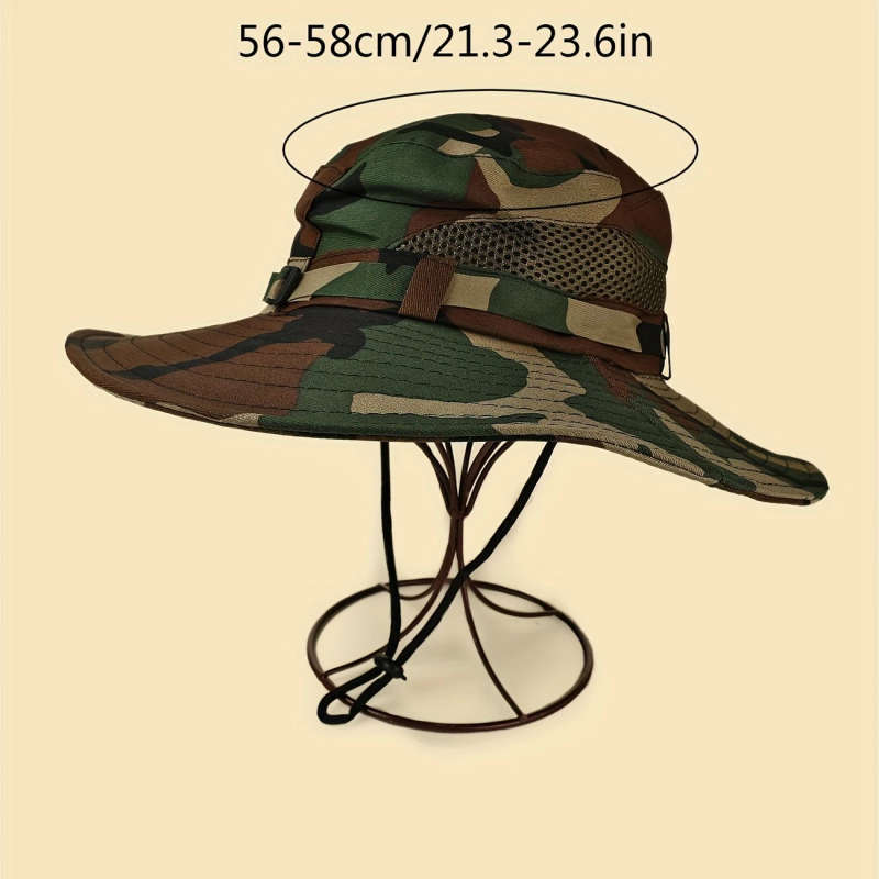 1pc Men's Camouflage Adjustable Outdoor Bucket Hat Color sent randomly
